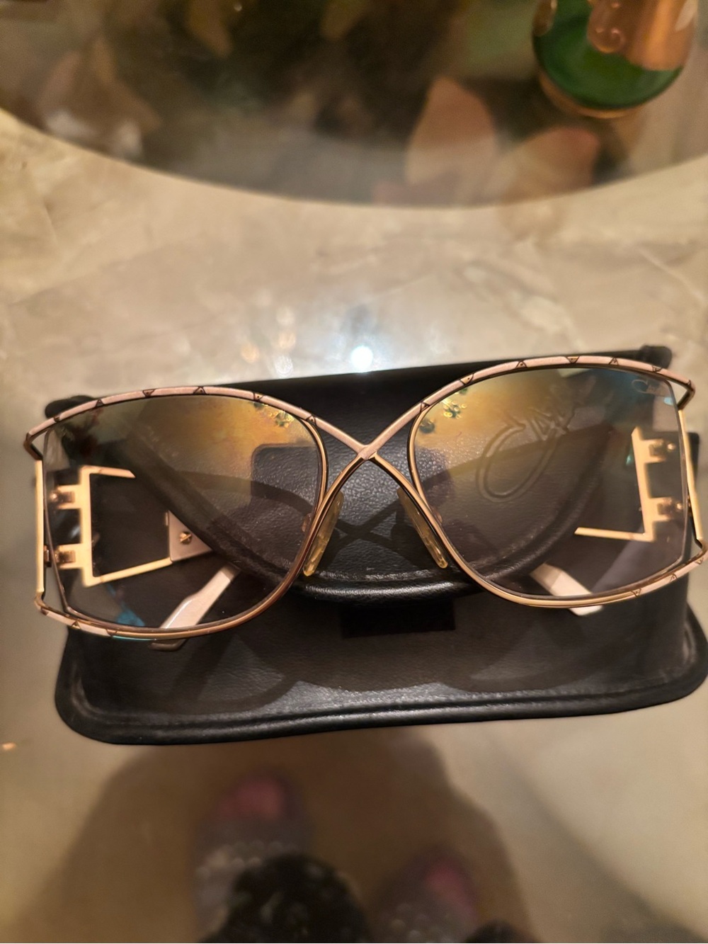 Cazal gold-Tone Women's Sunglasses with Brown Gradient Lenses Vintage Authentic